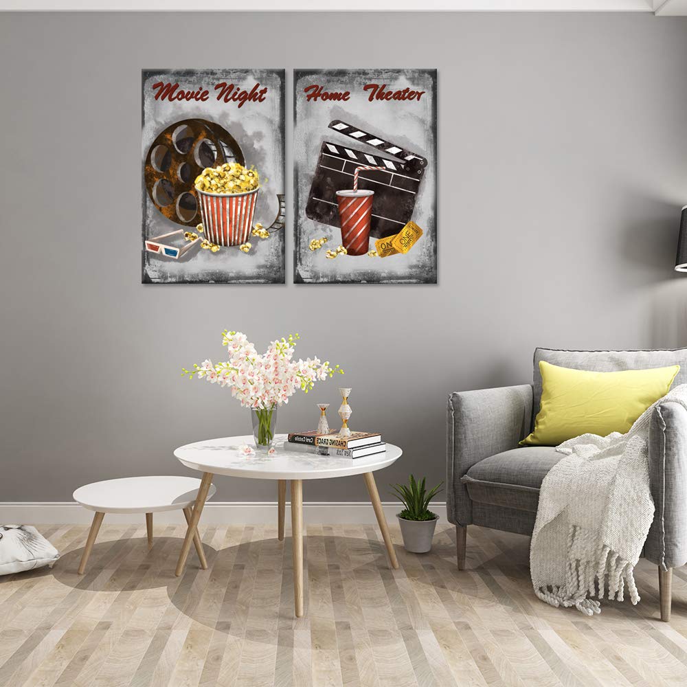 Amazon.com: Zlove 2 Pieces Rustic Movie Theater Canvas Wall